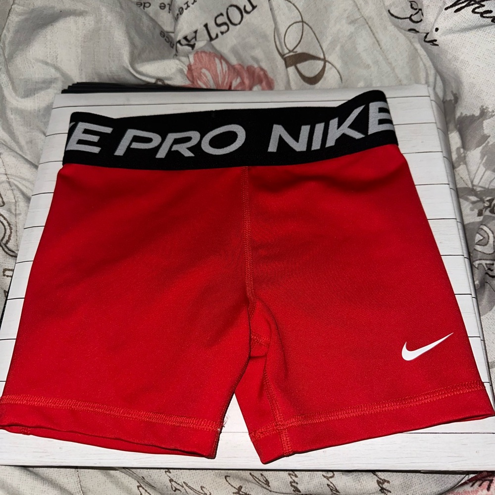 Nike Red Pro Shorts with Black Waistband
